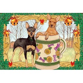 Pipsqueak Miniature Pinscher Christmas Cards : 10 Holiday Cards with Red Envelopes - ADORABLE!