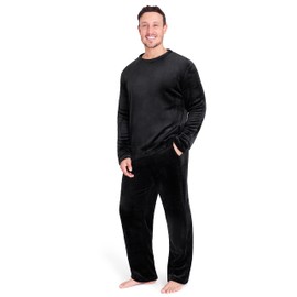 CityComfort Mens Pyjamas Set Super Soft Fleece 2 Piece Set Loungewear Nightwear Gifts for Men (Black, XL)