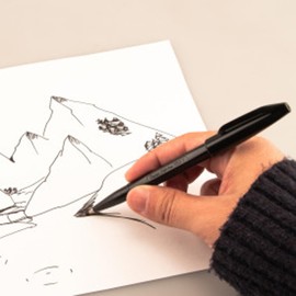 Pentel Sign Felt Tip Pens, Fiber-Tipped, Pack of 12 Felt Tip Markers (6 Black & 6 Blue),0.8 mm Medium Point