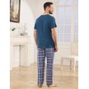 TeJoyce Mens Pyjamas Set Cotton Short Sleeve and Plaid Long