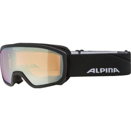 ALPINA Scarabeo JR. Q-Lite Mirrored Contrast Enhancing OTG Ski Goggles with 100% UV Protection for Children, Black, One Size