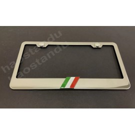 LICENSE PLATE FRAME 1x ITALIAN FLAG 3D Emblem Badge Stainless Steel Chrome License Plate Frame Italy