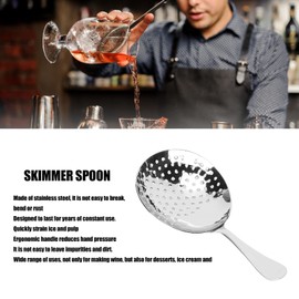 Colador Julep, Colador de Barra, Colador de Cóctel, Cuchara Ranurada, Colador de Cóctel de Acero Inoxidable, Cuchara Multifunción, Cuchara para Espumadera, Cuchara Colador para el(Luz de espejo)