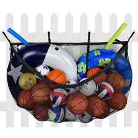 MeshTitan Heavy-Duty Pool Storage Bag - Floats & Toys Organizer with Sturdy Mesh & Anti-Sagging Support (Black)