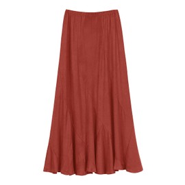 Urban CoCo Women's Vintage Elastic Waist A-Line Long Midi Skirt (M, Marsala)