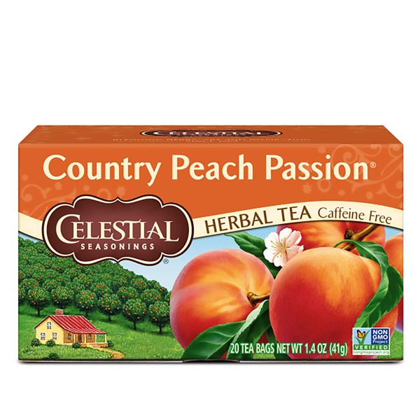 Celestial Seasonings Herbal Tea, Country Peach Passion, Caffeine Free, 20 Tea Bags (Pack of 6)