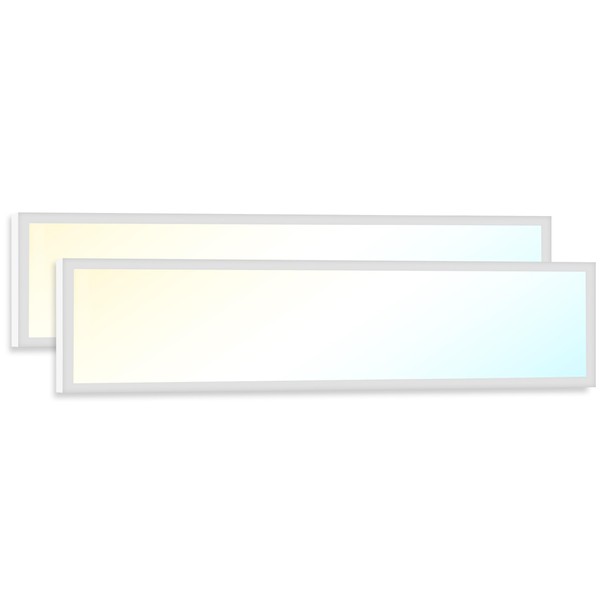 Sunco 2 Pack 1x4 LED Flat Panel Light Fixture Selectable Wattage 30W/40W/46W & Selectable Color Temperature 3500K/4000K/5000K Matte White Drop Ceiling Office Lights - ETL, DLC, Energy Star
