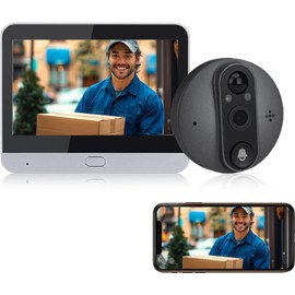 YOPOWER Smart Video Doorbell, Peephole Camera, Peep Hole Viewer with 1080P HD Camera, with LCD Display, PIR Detection, Two Way Audio, Night Vision, Cloud/TF Card Storage