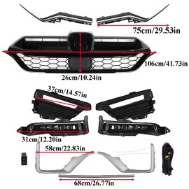 Unbranded For 2020-2022 Honda CRV Front Grille Face Trim Fog Light Bracket Set 11pcs