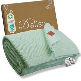 Dalisa 100% Organic Turkish Cotton Throw Blanket - GOTS Certified, Cozy - Perfect for Couch, Bed, and Home Decor - Boho Vintage Knit Alina (Sage, 50x60)