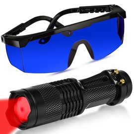Retisee Red Light Flashlight with Protective Glasses LED Single Mode Torch 1 Mode Scalable Red Lens Filter Mini Flashlight for Night Astronomy Aviation Observation Hunting Fishing