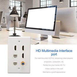 For HDMI and Network Wall Plate, 6 Ports HD Network TV Signal for HDMI TV F Head CAT6 Keystone Jack Network AV Wall Plate for Home