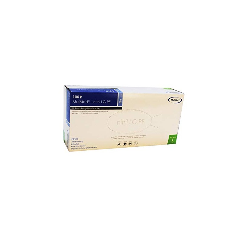 MaiMed LG Nitrile Examination Gloves Powder-Free Blue 300 mm -