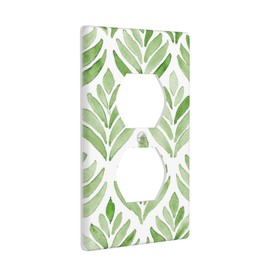 BVOLFQO Leaves Green Single Duplex Outlet Cover 1 Gang Wall Plate Decorative Electrical Switch Plate Receptacle Covers for