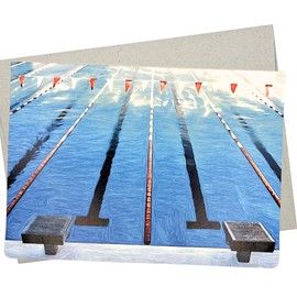 Swimming Coach Appreciation Card (7X5 Inches and Blank Inside for All Occasions) for Swim Birthday, Thank You, Invitation, Graduation, or Congratulations - 681