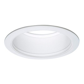 E26 Series 6 in. White Recessed Ceiling Light Fixture Trim with Tapered Baffle and White Ring Overlay