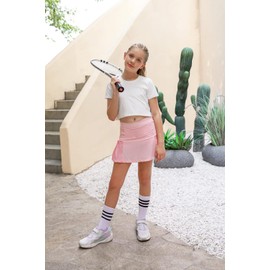 JESKIDS - Faldas de tenis de golf para niñas con pantalones cortos, falda plisada atlética para pickleball 6~13T, Rosado, 6-7 Años