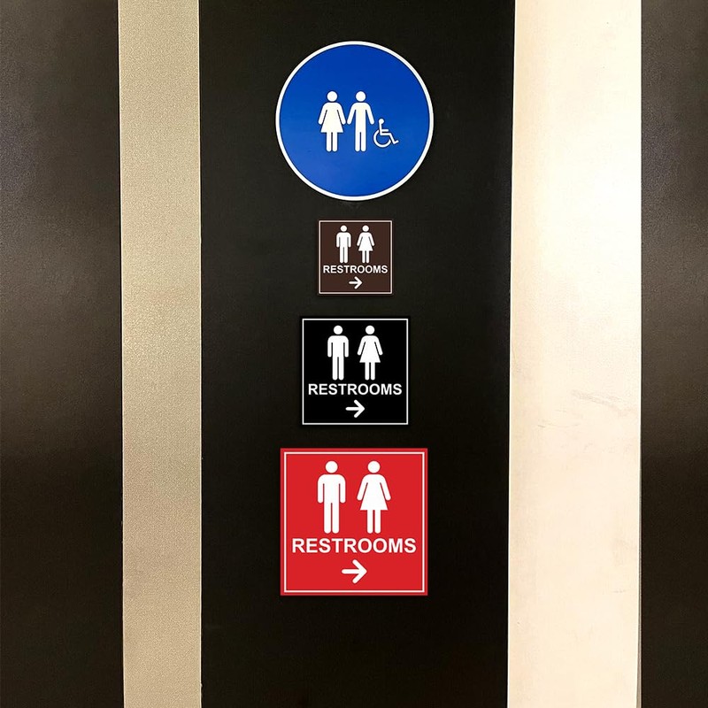 Signs ByLITA Square Restrooms right arrow Sign with Adhesive Tape