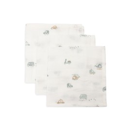 Jollein On The Go Muslin Baby Burp Cloths - Pack of 3 - 31 x 31 cm - 100% Cotton - Muslin Cloths Baby - Oeko-Tex Certified