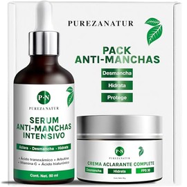 PUREZANATUR Pack Antimanchas Serum despigmentante y antimanchas intensivo + Crema aclarante | Paquete completo de serum para el cuidado de la piel, hidratación y rejuvenecimiento (Pack Antimanchas)