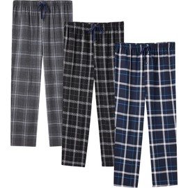 JupiterSecret Mens Pajama Pants Set Cotton Plaid Sleep & Lounge Pants, PJ Bottoms with Pockets and Button Fly