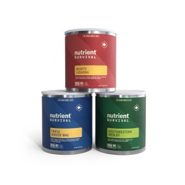 Nutrient Survival Entrees, Hearty Lasagna,Triple Cheese Mac, Southwestern Medley, Ready to Eat Meals, Freeze Dried Prepper Supplies & Emergency Food Supply, Shelf Stable Up to 25 Years