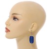 Navy Blue Square Glass Drop Earrings - 6cm Long