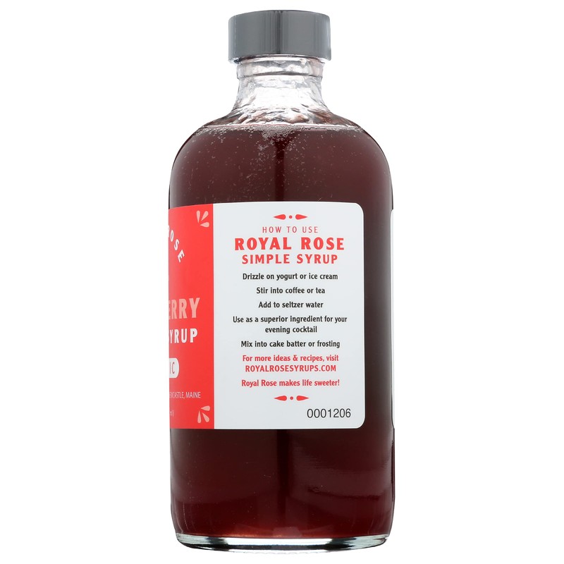 ROYAL ROSE Organic Raspberry Simple Syrup, 8 FZ