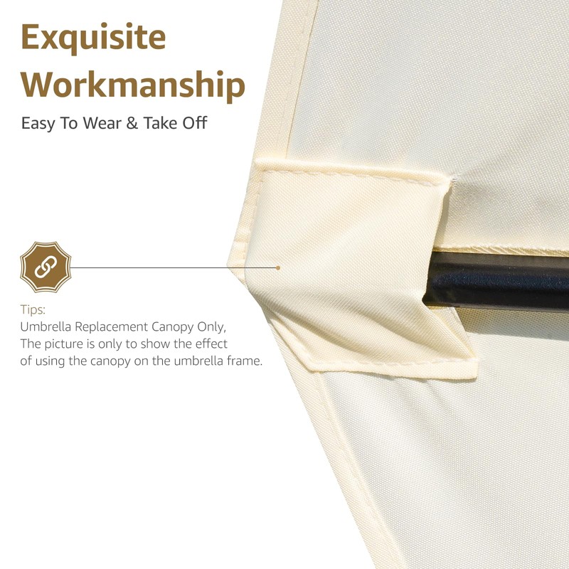 YOUGE OUTDOOR 6.5X10FT Rectangular Patio Umbrella Replacement Canopy Outdoor Garden