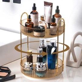 Organizador De Maquillaje De 2 Niveles Giratorio 360 GradosOrganizador De Maquillaje Transparente De Gran Capacidad Para Mesa,Encimera De Baño,...    