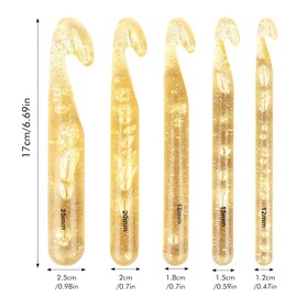 5 Pcs Large Size Crochet Hook Jumbo Crochet Hook Crystal Clear Huge Chunky Yarn Crochet Hooks for Crocheting Craft Beginners Blanket Shawl