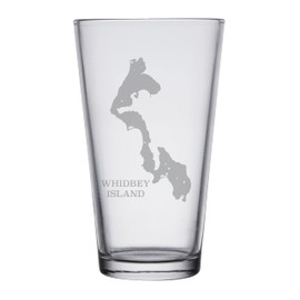 Whidbey Island Map Engraved Pint & Beer Glasses (Set of 2)