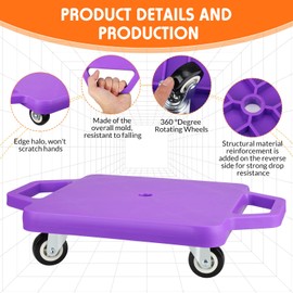 8 Pieces Sports Scooter Board Sitting Scooter Board for Kids Plastic Floor Scooter with Non-marring Plastic Casters, Physical Education for Home School Play Equipment (Cute Color)