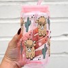 Sip-Sip Hooray! 40oz OR 32oz  Highland Cow & Cactus Glass Tumbler – Cute Cup with Handle, Lid & Straw, Highland Cow Lover Gift, Reusable Aesthetic Drinkware:_Pink with Pink Lid and Pink Straw