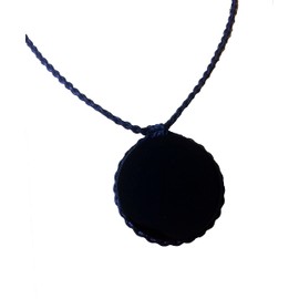 SATIA HARA - Collar colgante de obsidiana negra - espejo de obsidiana colgante - 5 cm diámetro - Amuleto protector - protector energético - Hecho a mano en México