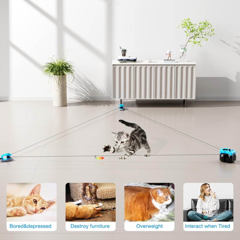 Pet Deluxe Interactive Cat Toy for Indoor Cats, Auto/Remote Control