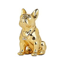 suruim English Bulldog Resin Statue French Sculpture Home Decor Collectible Figures Art Dog Statue Resin Craft Living Room Desk Decoration (Yellow,M)