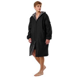 Adoretex Unisex Adults & Youth Faux Fur Lining Swim Parka (PK003) - Black - Youth - Large