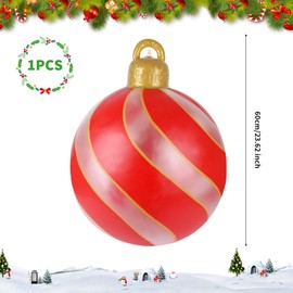 Inflatable Christmas Ball,60cm Christmas Decorated Ball Christmas Outdoor Decorated Ball Large Christmas Hanging Ball Christmas Ornament for Xmas Holiday Wedding Festival Party Yard Decor