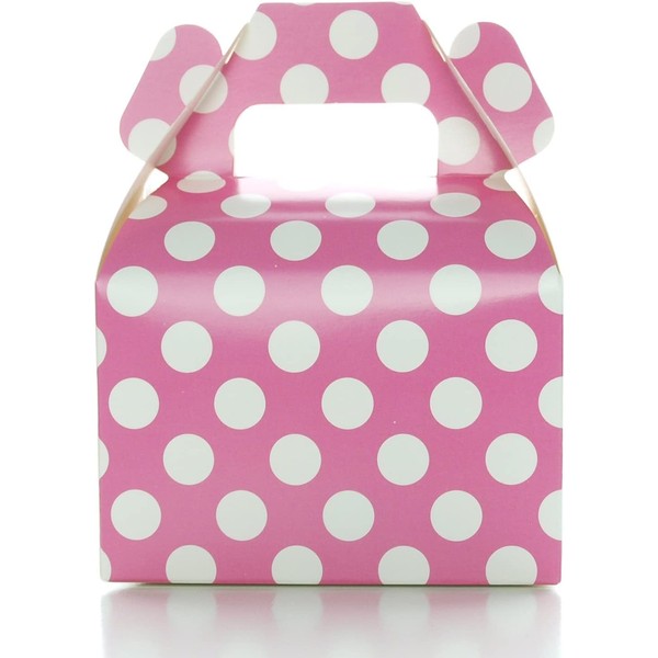 Hot Pink Polka Dot Favor Boxes (12 Pack) - Small Candy Favor Boxes, Bright Pink Boxes, Party Supplies