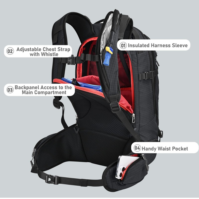 Semsty Ski and Snowboard Hydration Backpack, with 2L Water Reservoir