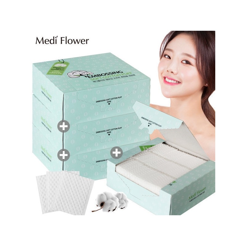 Embossed Soft Cotton Pads 300 Sheets 1+1 +1+1 Total 1200