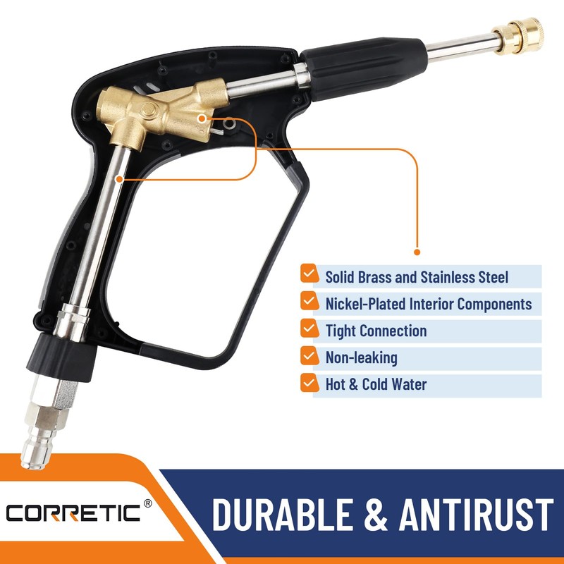 Short Pressure Washer Gun with Swivel,5000 PSI Max, 3/8" Plug
