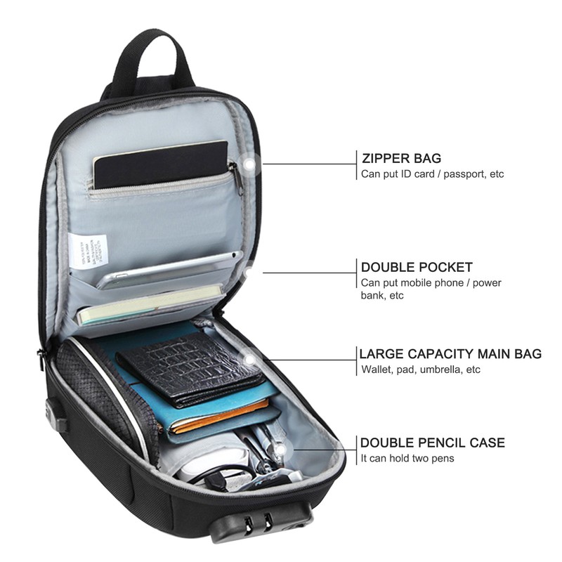Anti Theft Sling Bag Travel Crossbody Sling Backpack Chest Bags