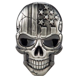 Dsycar 3D Skull Emblem USA Flag Solid Metal Car Sticker Decal Car Skeleton Emblem Badge Heavy-Duty 2.75 x 1.77 in (Gun Color)