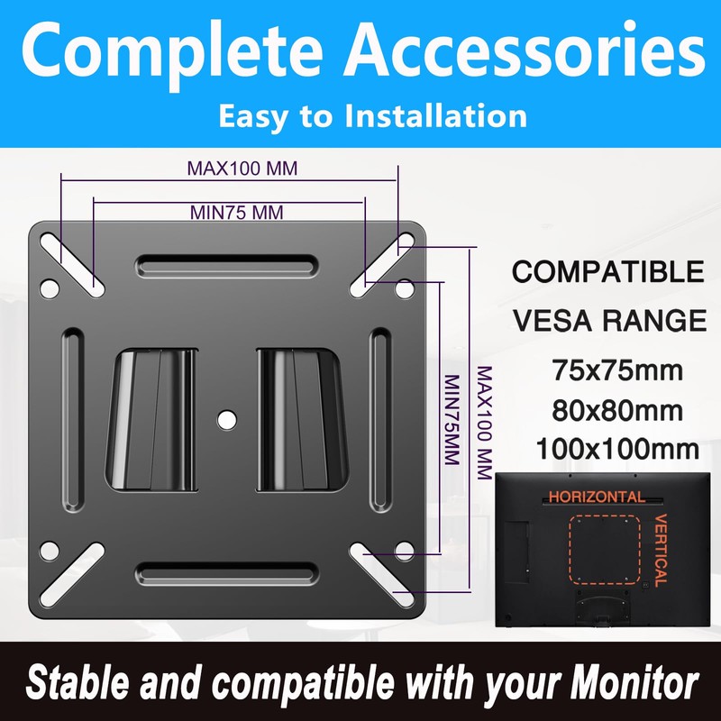 TETVIK Monitor Wall Mount Most 14-24“ TVs Computer Universal Low