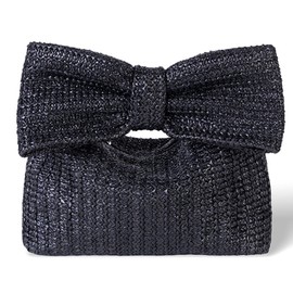 Straw Clutch Purses for Women Summer Beach Bags Envelope Woven Clutch Handbags, black