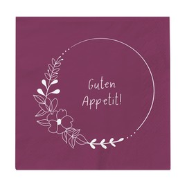 Grafik Werkstatt Napkins with Saying, Pack of 20, 12.5 x 12.5 cm, Purple, Good Appetit