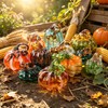 Hand Blown Glass Pumpkin Collectible Figurine Art Glass Pumpkin Paperweight