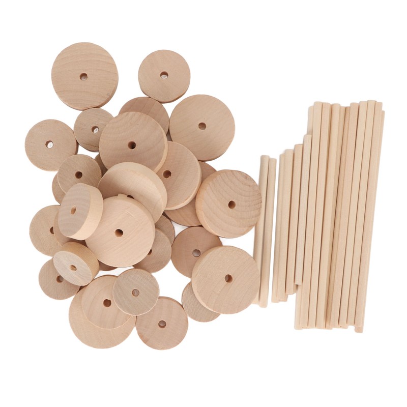 Unfinished Wood Wheels DIY Polished Round Wheel Wooden Pieces for